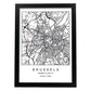 Lámina mapa de la ciudad Brussels estilo nordico en blanco y negro.-Artwork-Nacnic-A4-Marco Negro-Nacnic Estudio SL