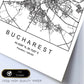 Lámina mapa de la ciudad Bucharest estilo nordico en blanco y negro.-Artwork-Nacnic-Nacnic Estudio SL