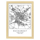 Lámina mapa de la ciudad Bucharest estilo nordico en blanco y negro.-Artwork-Nacnic-A3-Marco Madera clara-Nacnic Estudio SL