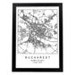 Lámina mapa de la ciudad Bucharest estilo nordico en blanco y negro.-Artwork-Nacnic-A4-Marco Negro-Nacnic Estudio SL