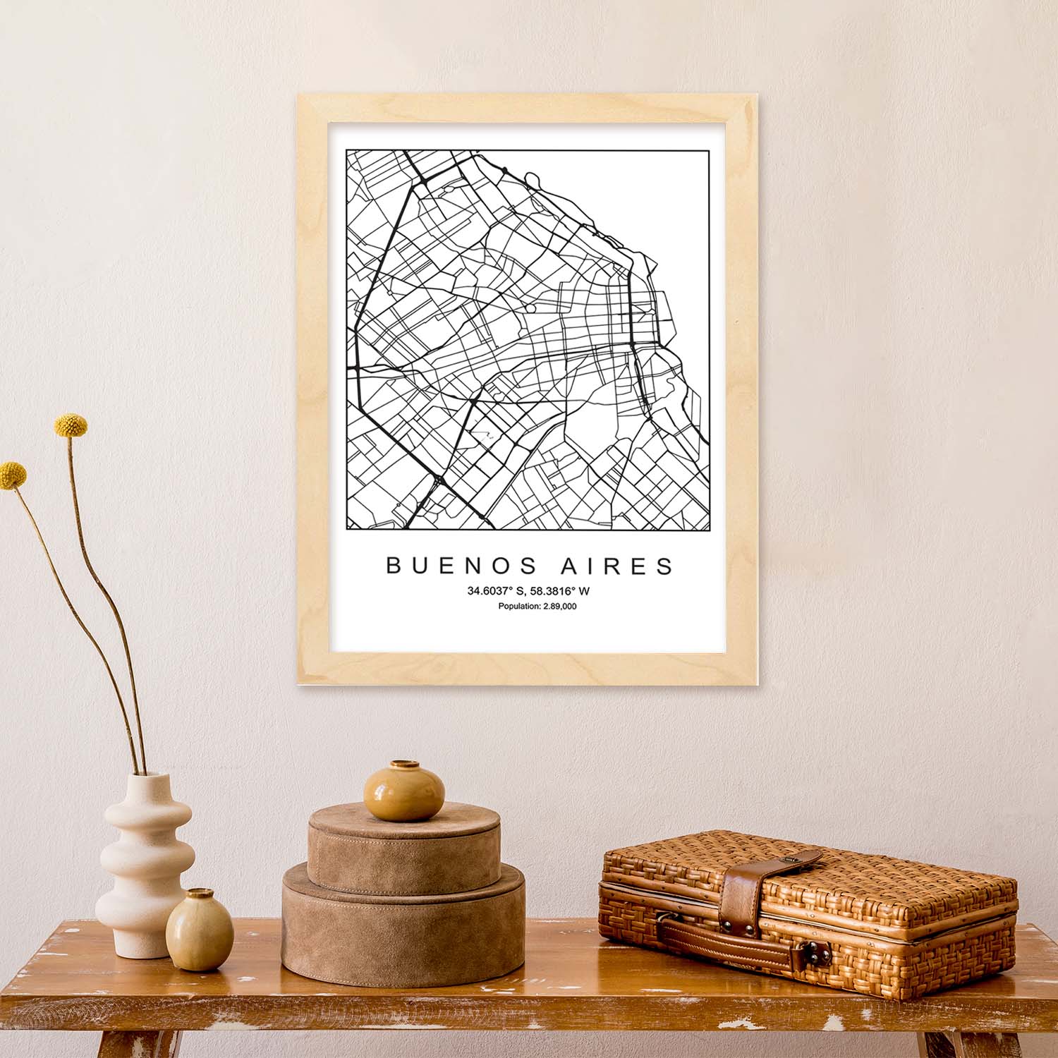 Lámina mapa de la ciudad Buenos aires estilo nordico en blanco y negro.-Artwork-Nacnic-Nacnic Estudio SL