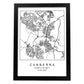 Lámina mapa de la ciudad Canberra estilo nordico en blanco y negro.-Artwork-Nacnic-A3-Marco Negro-Nacnic Estudio SL