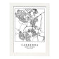 Lámina mapa de la ciudad Canberra estilo nordico en blanco y negro.-Artwork-Nacnic-A4-Marco Blanco-Nacnic Estudio SL