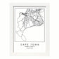 Lámina mapa de la ciudad Cape town estilo nordico en blanco y negro.-Artwork-Nacnic-A3-Marco Blanco-Nacnic Estudio SL