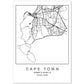 Lámina mapa de la ciudad Cape town estilo nordico en blanco y negro.-Artwork-Nacnic-A4-Sin marco-Nacnic Estudio SL