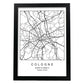 Lámina mapa de la ciudad Cologne estilo nordico en blanco y negro.-Artwork-Nacnic-A3-Marco Negro-Nacnic Estudio SL