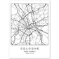 Lámina mapa de la ciudad Cologne estilo nordico en blanco y negro.-Artwork-Nacnic-A4-Sin marco-Nacnic Estudio SL