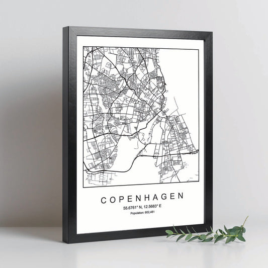 Lámina mapa de la ciudad Copenhagen estilo nordico en blanco y negro.-Artwork-Nacnic-Nacnic Estudio SL