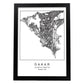 Lámina mapa de la ciudad Dakar estilo nordico en blanco y negro.-Artwork-Nacnic-A4-Marco Negro-Nacnic Estudio SL