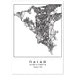 Lámina mapa de la ciudad Dakar estilo nordico en blanco y negro.-Artwork-Nacnic-A4-Sin marco-Nacnic Estudio SL