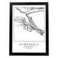 Lámina mapa de la ciudad Dubrovnik estilo nordico en blanco y negro.-Artwork-Nacnic-A4-Marco Negro-Nacnic Estudio SL