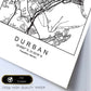 Lámina mapa de la ciudad Durban estilo nordico en blanco y negro.-Artwork-Nacnic-Nacnic Estudio SL