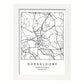 Lámina mapa de la ciudad Dusseldorf estilo nordico en blanco y negro.-Artwork-Nacnic-A4-Marco Blanco-Nacnic Estudio SL
