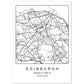 Lámina mapa de la ciudad Edinburgh estilo nordico en blanco y negro.-Artwork-Nacnic-A4-Sin marco-Nacnic Estudio SL