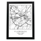 Lámina mapa de la ciudad Florence estilo nordico en blanco y negro.-Artwork-Nacnic-A4-Marco Negro-Nacnic Estudio SL