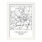 Lámina mapa de la ciudad Frankfurt estilo nordico en blanco y negro.-Artwork-Nacnic-A4-Marco Blanco-Nacnic Estudio SL