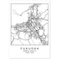 Lámina mapa de la ciudad Fukuoka estilo nordico en blanco y negro.-Artwork-Nacnic-A4-Sin marco-Nacnic Estudio SL