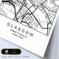 Lámina mapa de la ciudad Glasgow estilo nordico en blanco y negro.-Artwork-Nacnic-Nacnic Estudio SL