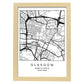 Lámina mapa de la ciudad Glasgow estilo nordico en blanco y negro.-Artwork-Nacnic-A3-Marco Madera clara-Nacnic Estudio SL