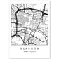 Lámina mapa de la ciudad Glasgow estilo nordico en blanco y negro.-Artwork-Nacnic-A4-Sin marco-Nacnic Estudio SL