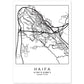 Lámina mapa de la ciudad Haifa estilo nordico en blanco y negro.-Artwork-Nacnic-A4-Sin marco-Nacnic Estudio SL