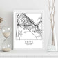 Lámina mapa de la ciudad Haifa estilo nordico en blanco y negro.-Artwork-Nacnic-Nacnic Estudio SL