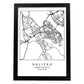 Lámina mapa de la ciudad Halifax estilo nordico en blanco y negro.-Artwork-Nacnic-A4-Marco Negro-Nacnic Estudio SL