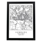 Lámina mapa de la ciudad Hamburg estilo nordico en blanco y negro.-Artwork-Nacnic-A4-Marco Negro-Nacnic Estudio SL