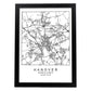 Lámina mapa de la ciudad Hanover estilo nordico en blanco y negro.-Artwork-Nacnic-A3-Marco Negro-Nacnic Estudio SL