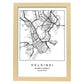 Lámina mapa de la ciudad Helsinki estilo nordico en blanco y negro.-Artwork-Nacnic-A4-Marco Madera clara-Nacnic Estudio SL