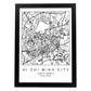 Lámina mapa de la ciudad Hi chi minh estilo nordico en blanco y negro.-Artwork-Nacnic-A4-Marco Negro-Nacnic Estudio SL