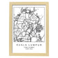 Lámina mapa de la ciudad Kuala lumpur estilo nordico en blanco y negro.-Artwork-Nacnic-A4-Marco Madera clara-Nacnic Estudio SL