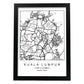 Lámina mapa de la ciudad Kuala lumpur estilo nordico en blanco y negro.-Artwork-Nacnic-A4-Marco Negro-Nacnic Estudio SL