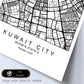 Lámina mapa de la ciudad Kuwait city estilo nordico en blanco y negro.-Artwork-Nacnic-Nacnic Estudio SL