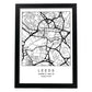 Lámina mapa de la ciudad Leeds estilo nordico en blanco y negro.-Artwork-Nacnic-A3-Marco Negro-Nacnic Estudio SL