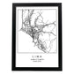 Lámina mapa de la ciudad Lima estilo nordico en blanco y negro.-Artwork-Nacnic-A4-Marco Negro-Nacnic Estudio SL