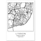 Lámina mapa de la ciudad Lisbon estilo nordico en blanco y negro.-Artwork-Nacnic-A4-Sin marco-Nacnic Estudio SL