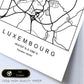 Lámina mapa de la ciudad Luxembourg estilo nordico en blanco y negro.-Artwork-Nacnic-Nacnic Estudio SL