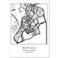 Lámina mapa de la ciudad Macau estilo nordico en blanco y negro.-Artwork-Nacnic-A4-Sin marco-Nacnic Estudio SL