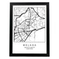 Lámina mapa de la ciudad Malaga estilo nordico en blanco y negro.-Artwork-Nacnic-A3-Marco Negro-Nacnic Estudio SL