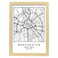 Lámina mapa de la ciudad Manchester estilo nordico en blanco y negro.-Artwork-Nacnic-A3-Marco Madera clara-Nacnic Estudio SL