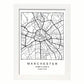 Lámina mapa de la ciudad Manchester estilo nordico en blanco y negro.-Artwork-Nacnic-A4-Marco Blanco-Nacnic Estudio SL