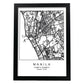 Lámina mapa de la ciudad Manila estilo nordico en blanco y negro.-Artwork-Nacnic-A3-Marco Negro-Nacnic Estudio SL