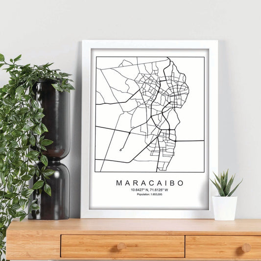 Lámina mapa de la ciudad Maracaibo (2) estilo nordico en blanco y negro.-Artwork-Nacnic-Nacnic Estudio SL