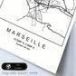Lámina mapa de la ciudad Marseille estilo nordico en blanco y negro.-Artwork-Nacnic-Nacnic Estudio SL