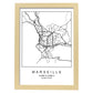 Lámina mapa de la ciudad Marseille estilo nordico en blanco y negro.-Artwork-Nacnic-A4-Marco Madera clara-Nacnic Estudio SL