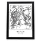Lámina mapa de la ciudad Mecca estilo nordico en blanco y negro.-Artwork-Nacnic-A4-Marco Negro-Nacnic Estudio SL