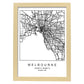 Lámina mapa de la ciudad Melbourne estilo nordico en blanco y negro.-Artwork-Nacnic-A3-Marco Madera clara-Nacnic Estudio SL