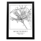 Lámina mapa de la ciudad Monterrey estilo nordico en blanco y negro.-Artwork-Nacnic-A4-Marco Negro-Nacnic Estudio SL