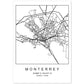 Lámina mapa de la ciudad Monterrey estilo nordico en blanco y negro.-Artwork-Nacnic-A4-Sin marco-Nacnic Estudio SL
